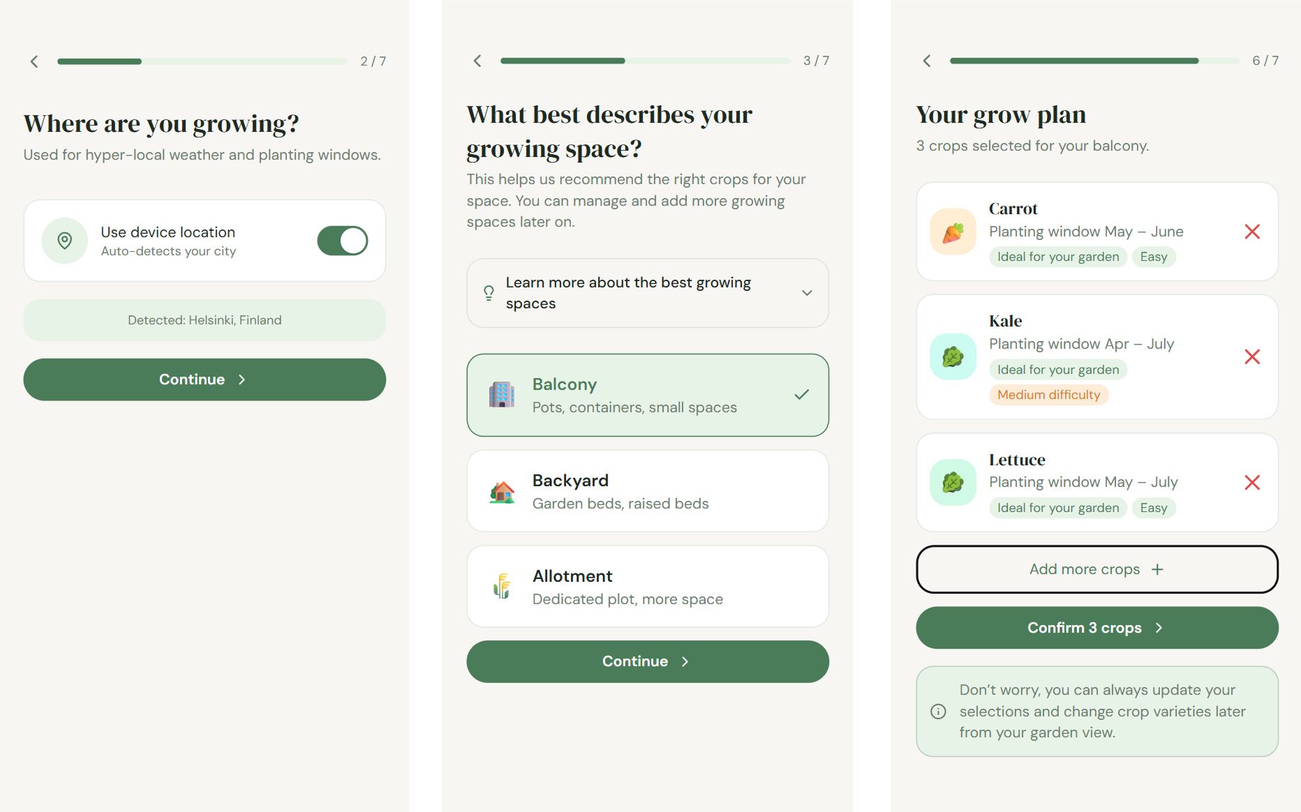Onboarding screen asking only essential personalization questions