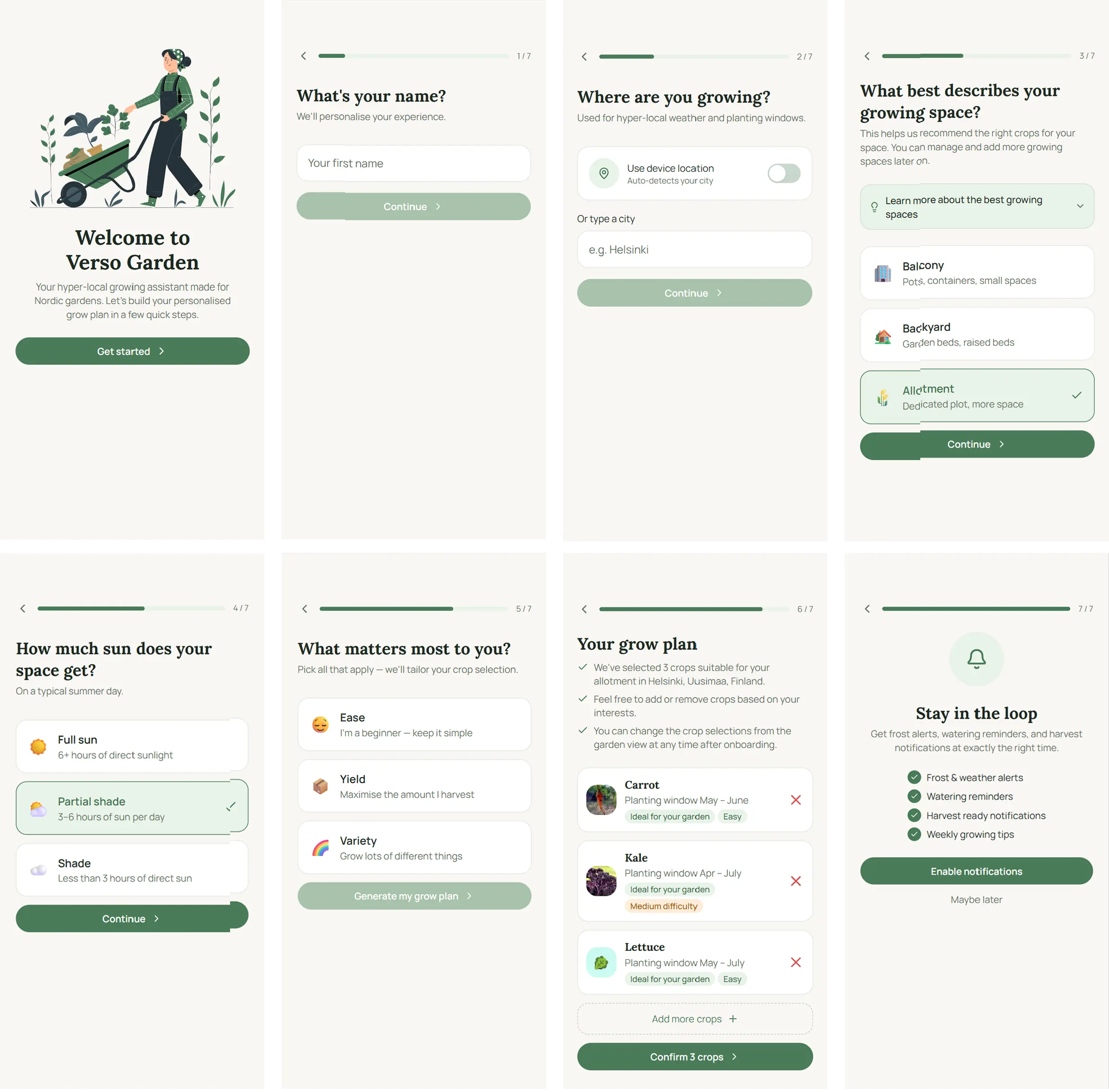 Onboarding screen asking only essential personalization questions